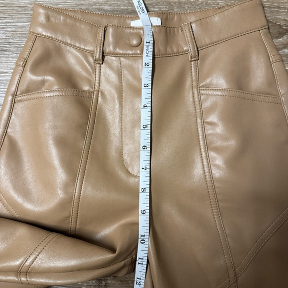 Aritzia Wilfred Rebel High Waisted Vegan Leather Pants Size 00 Sandy Beige - Picture 8 of 9